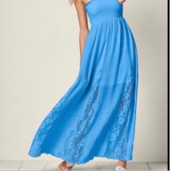 Venus Strapless Maxi Dress with Lace Inserts SZ M - Picture 4 of 8